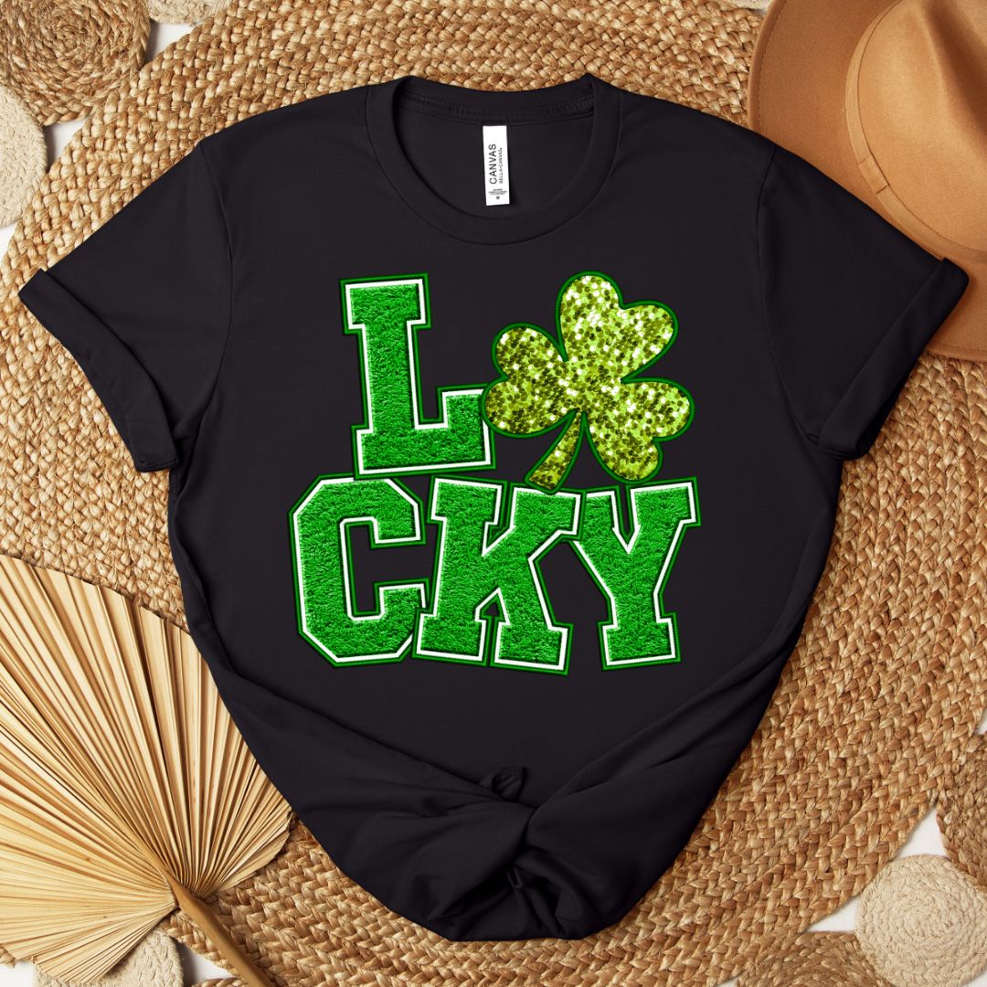 "Lucky" Faux Embroidered St. Patrick's Day Shirt