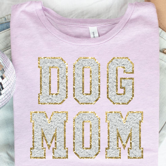 Faux Chenille Patch Dog Mom Tee