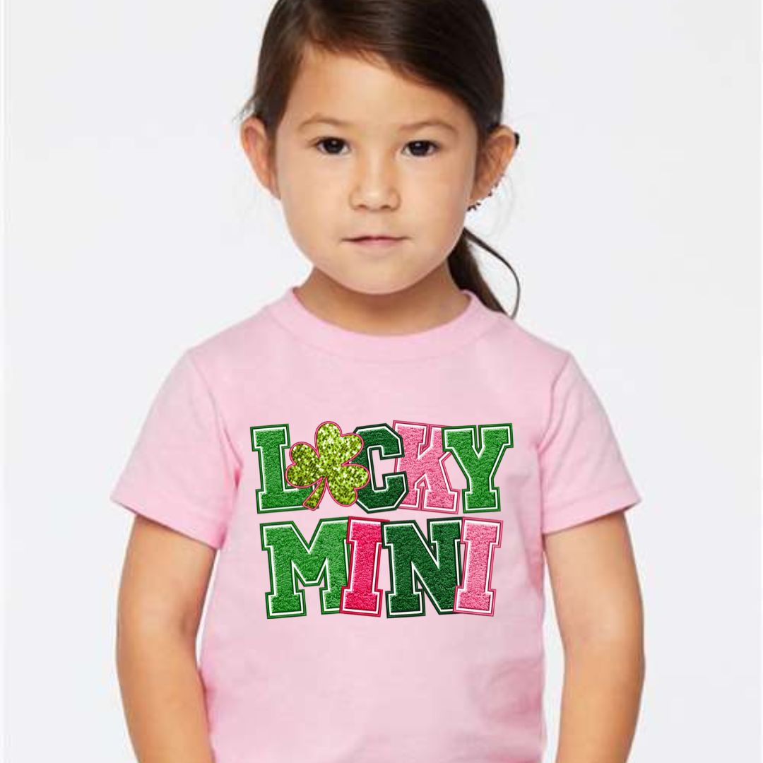 "Lucky Mini" Faux Embroidered St. Patrick's Day Shirt