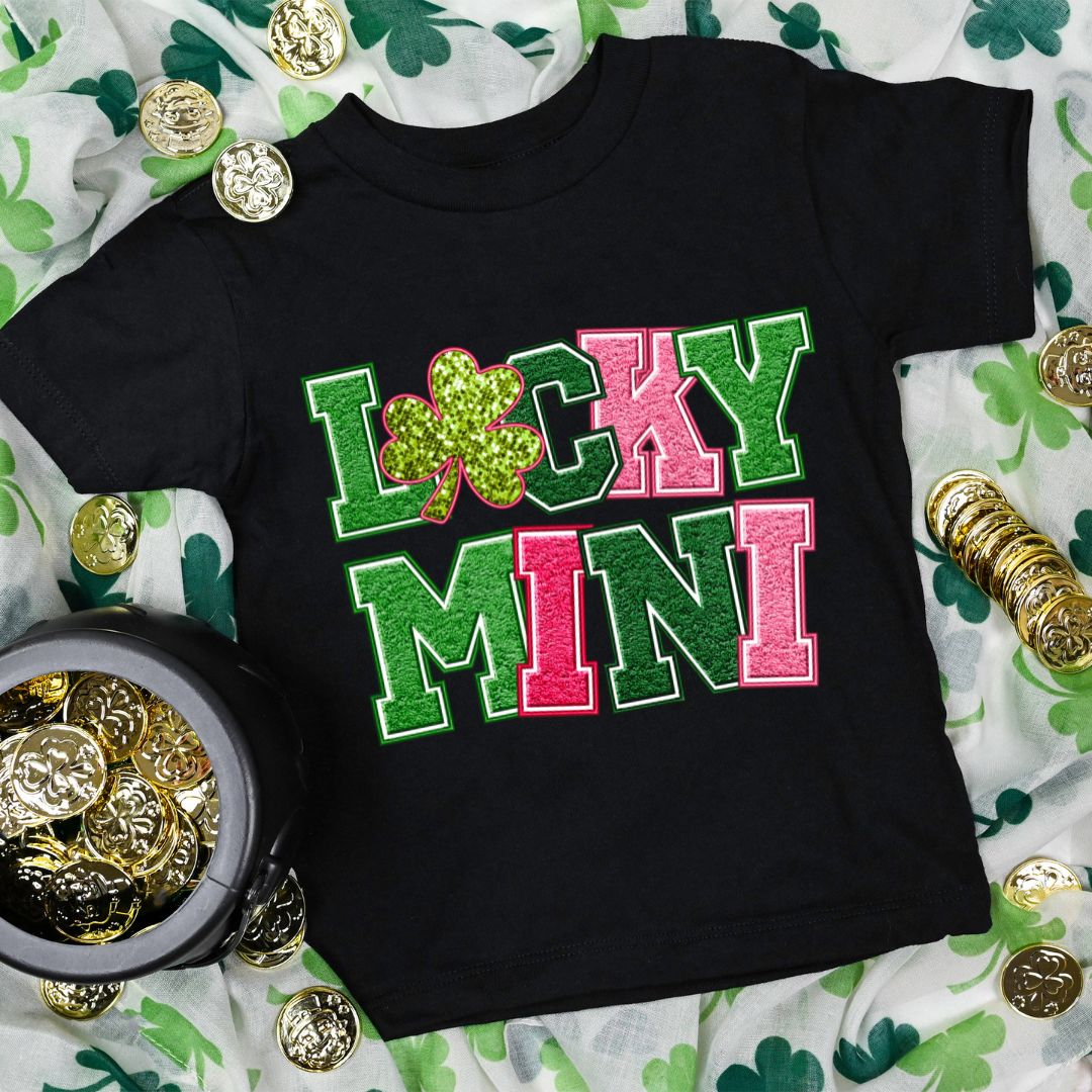 "Lucky Mini" Faux Embroidered St. Patrick's Day Shirt