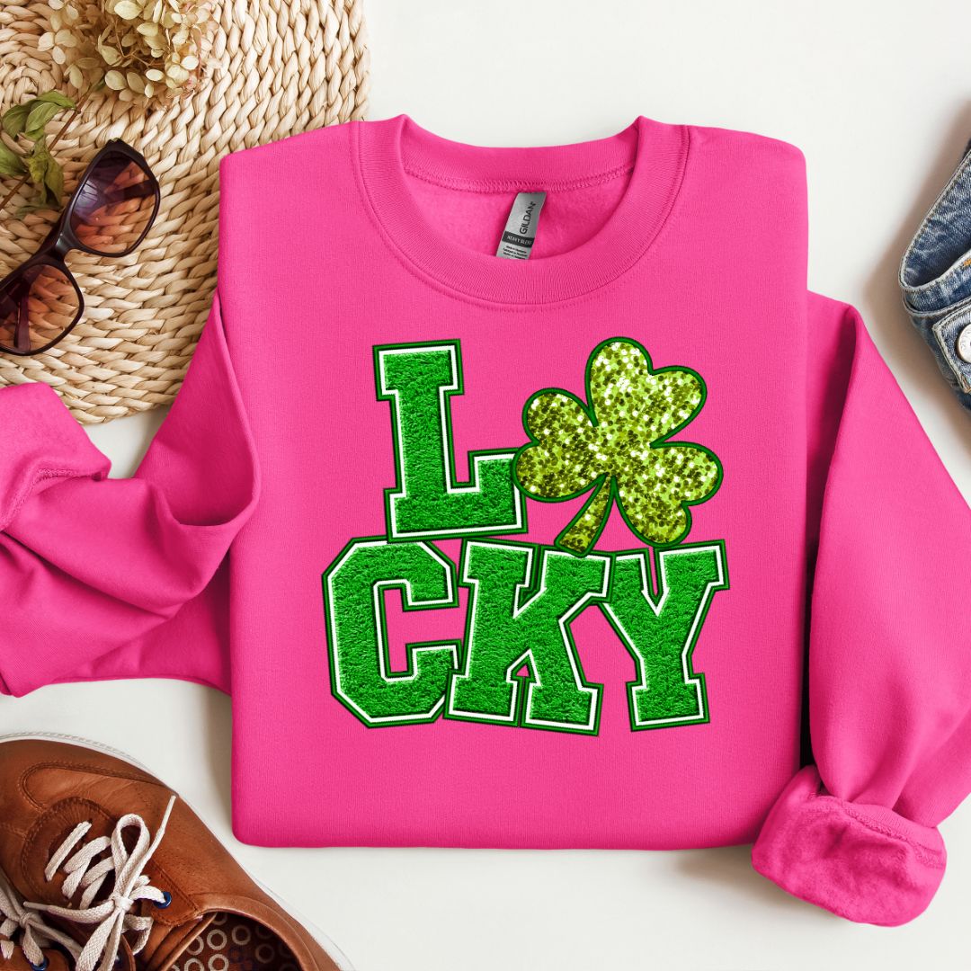 "Lucky" Faux Embroidered St. Patrick's Day Shirt