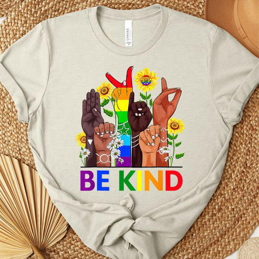 Be Kind Sign Language Pride Tee