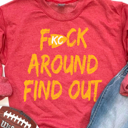 FAFO Kansas City Chiefs Gold Red Crew KC Super Bowl LIX 3Peat Arrowhead