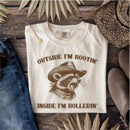 Outside I'm Hootin', Inside I'm Hollerin' Tee (Comfort Colors)