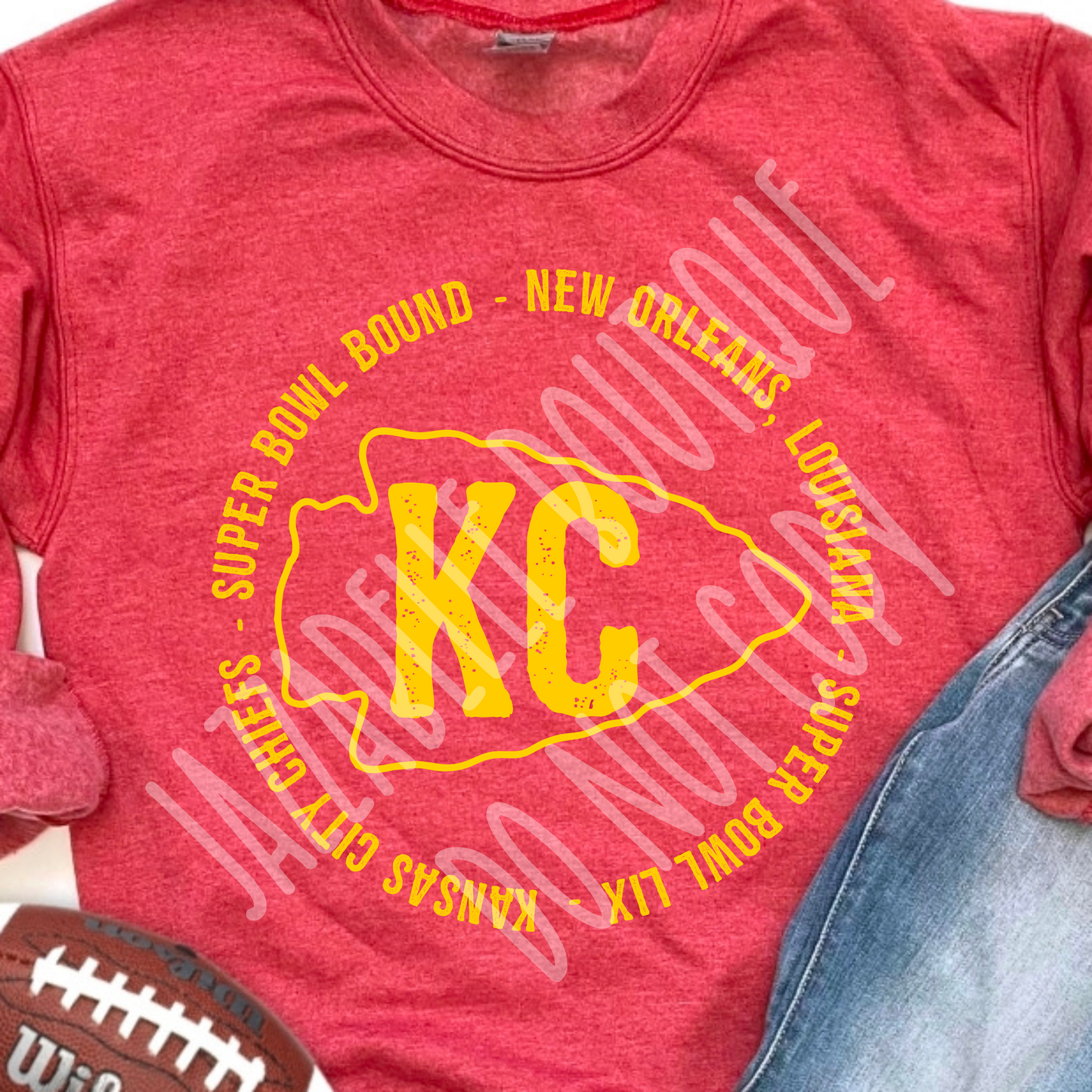 KC Arrowhead Super Bowl Kansas City Chiefs Red Gold Crew