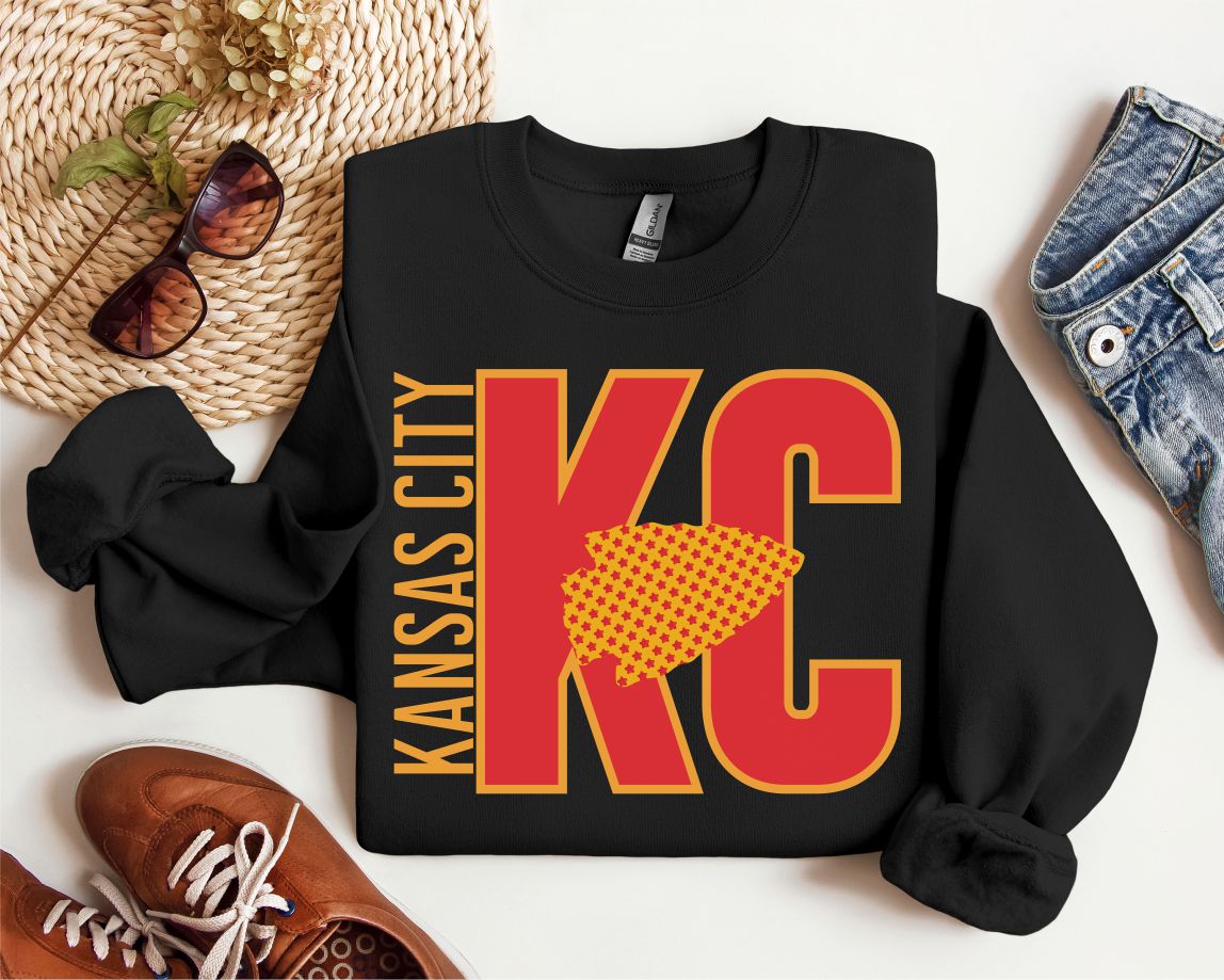 Kansas City Football Ash Crew Sweatshirt - KC Shirts