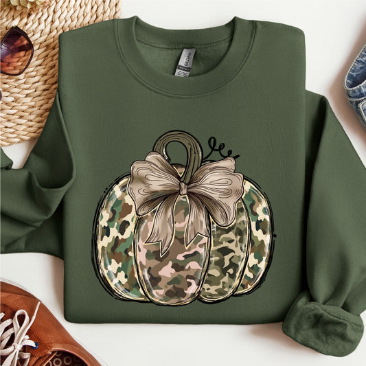 Camo Pumpkin Fall Crewneck Sweatshirt