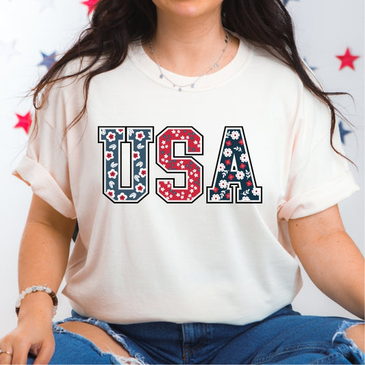 USA Floral Tee