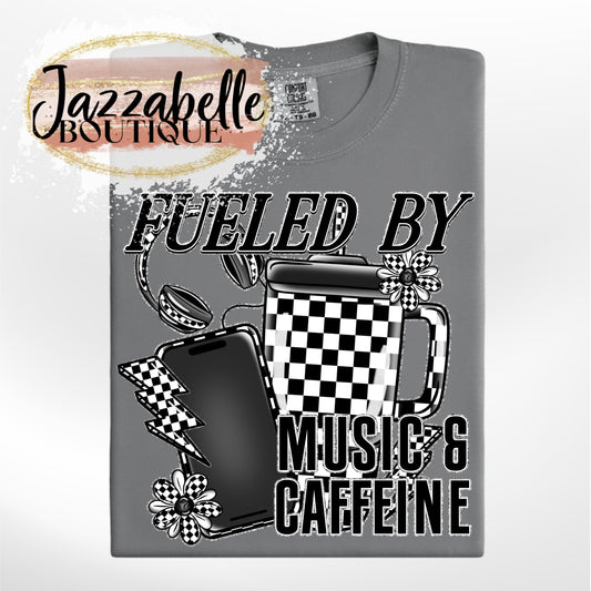 Fueled By Music and Caffeine *Comfort Colors* Tee