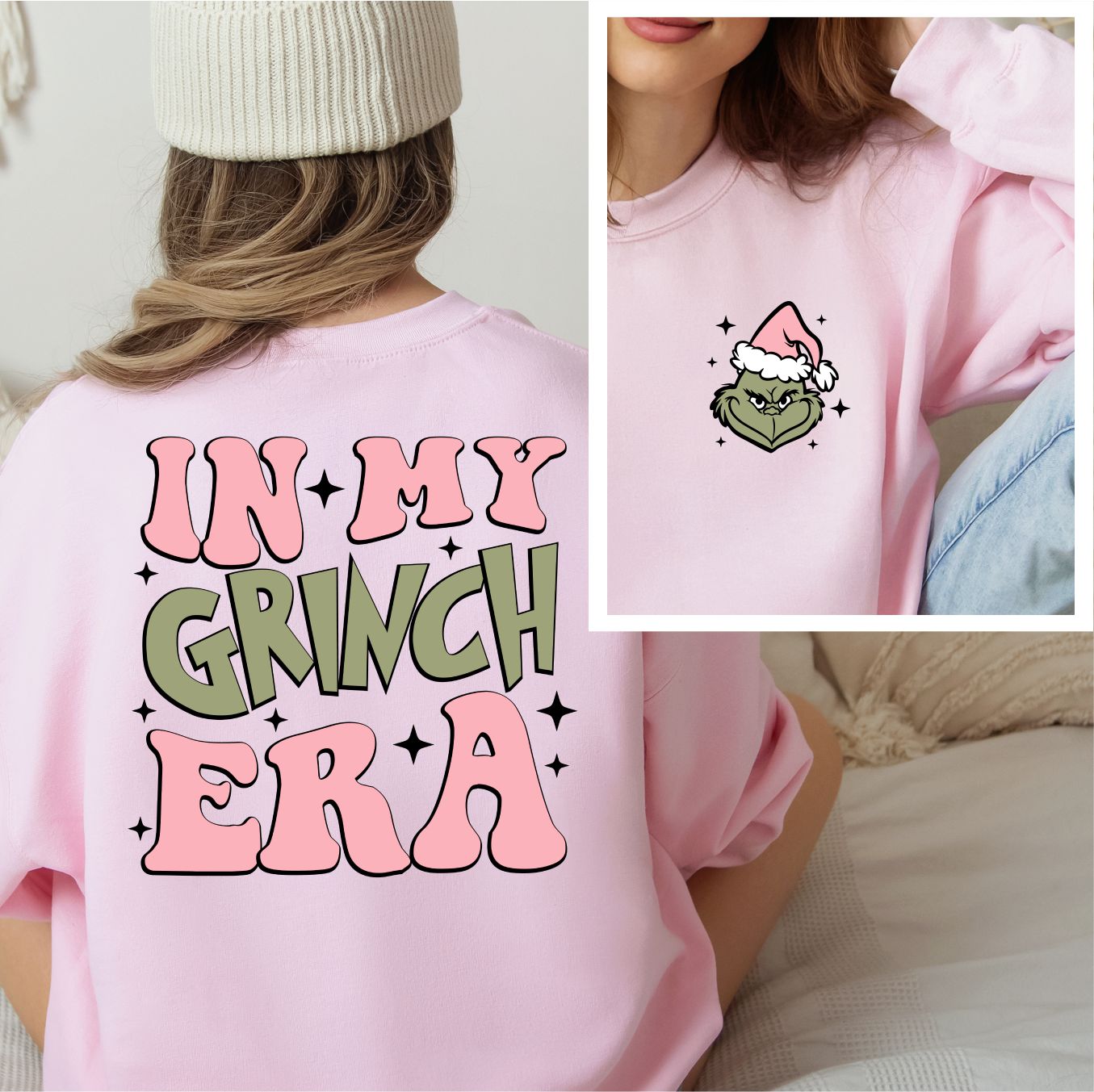 In My Grinch Era Pink Crewneck Sweatshirt