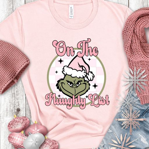 Grinch - On the Naughty List Pink Tee