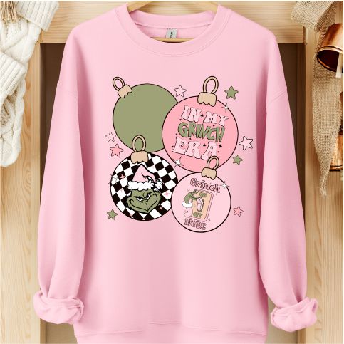 Grinch Pink Ornaments Crewneck Sweatshirt