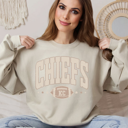 Grunge Chiefs Neutrals Crewneck Sweatshirt