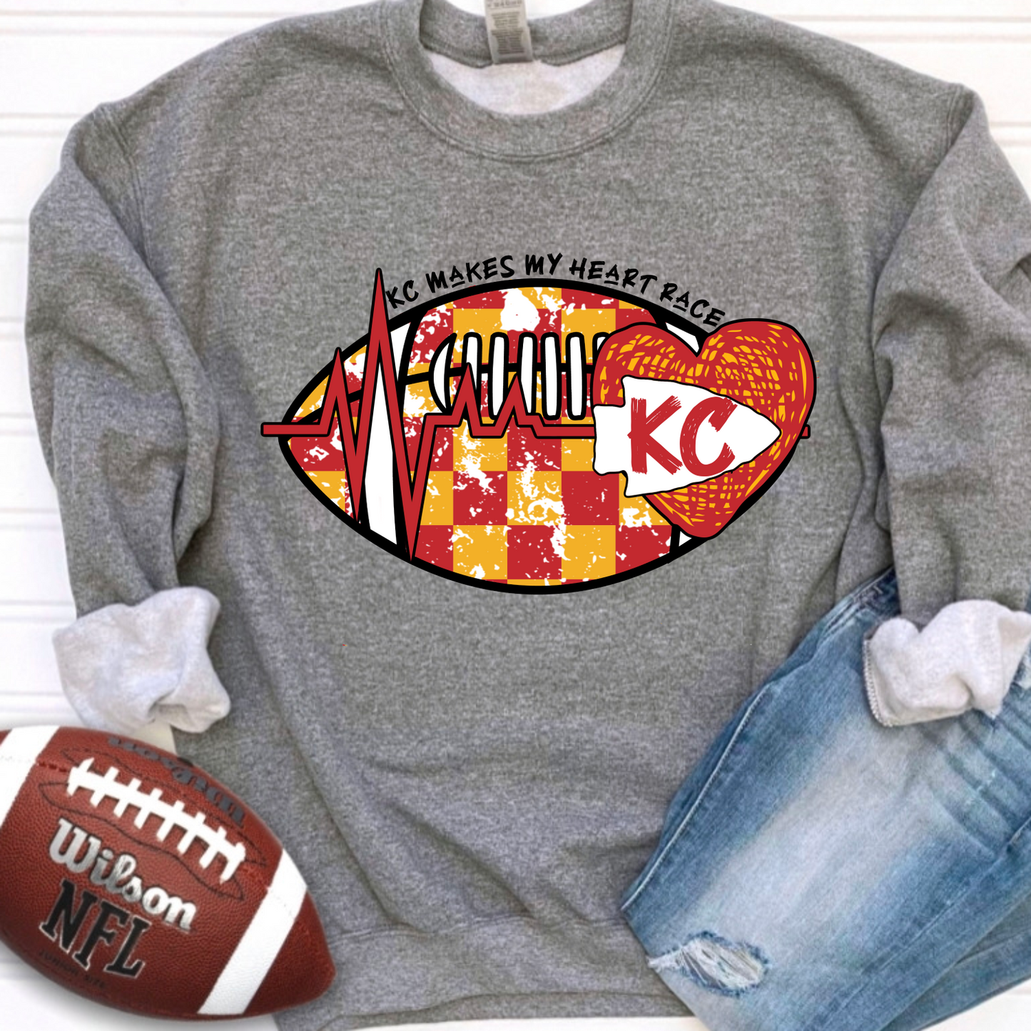 KC Makes My Heart Race Crewneck