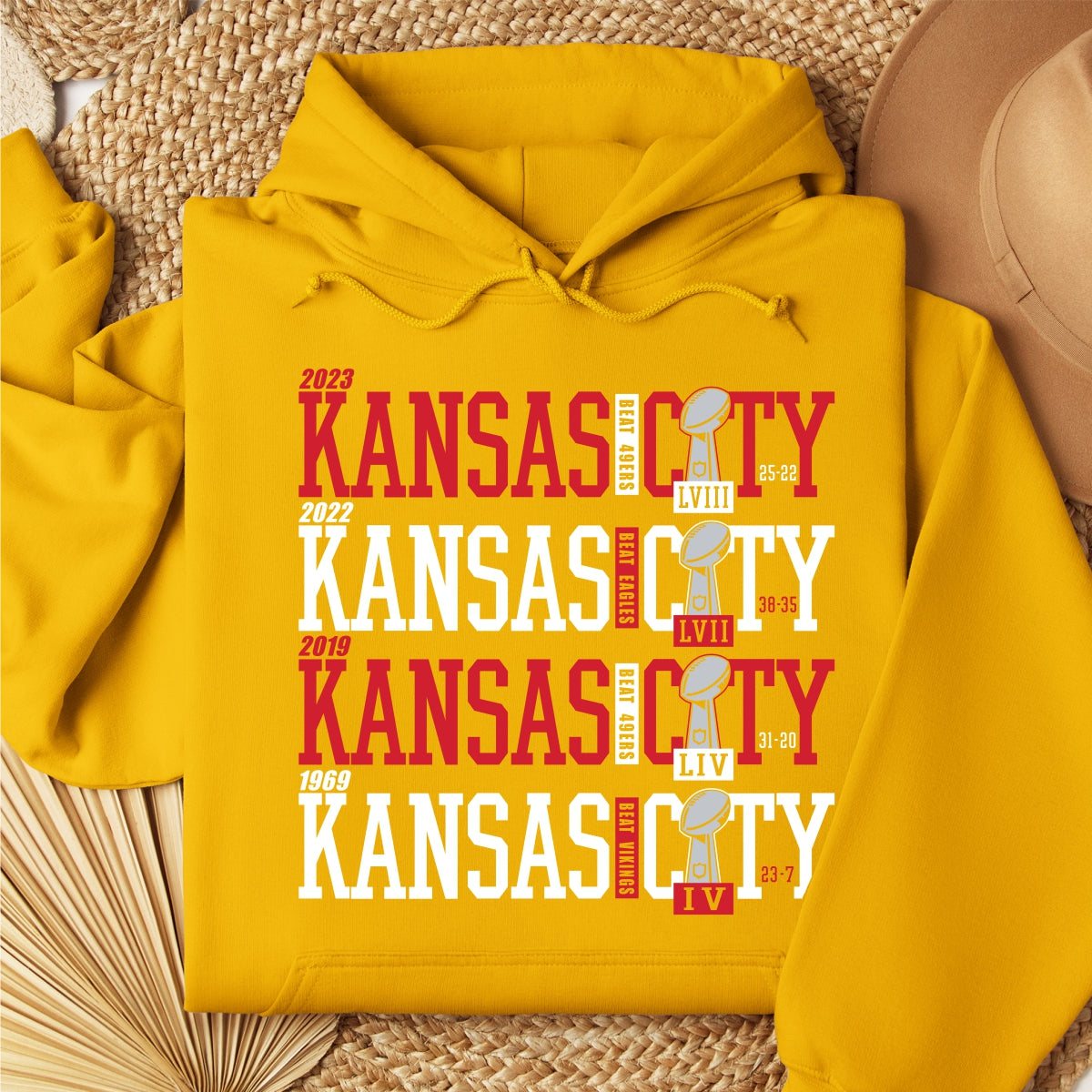 4x Super Bowl Champions Kansas City Yellow Hoodie