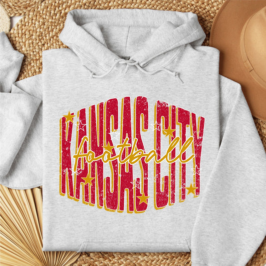 Kansas City Football (Bowed Red Design) Hoodie Sweatshirt