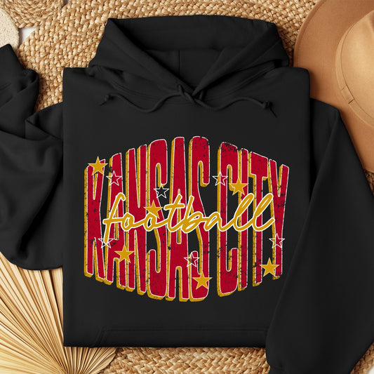 Kansas City Football (Bowed Red Design) Hoodie Sweatshirt