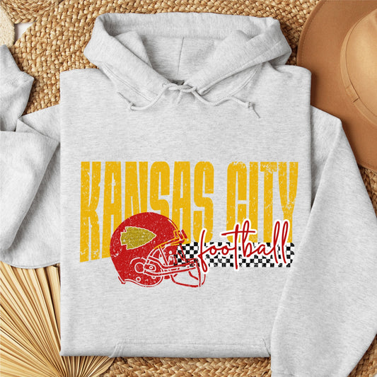 Kansas City Football (Checkered Band) Hoodie Sweatshirt