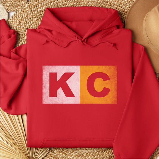 KC Yellow and White Grunge Block Hoodie