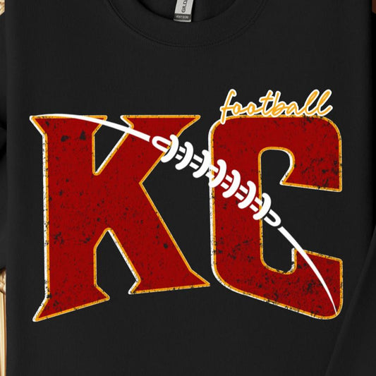 KC Football with Laces Crewneck Sweatshirt