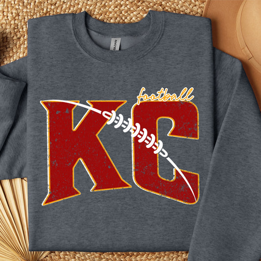 KC Football with Laces Crewneck Sweatshirt