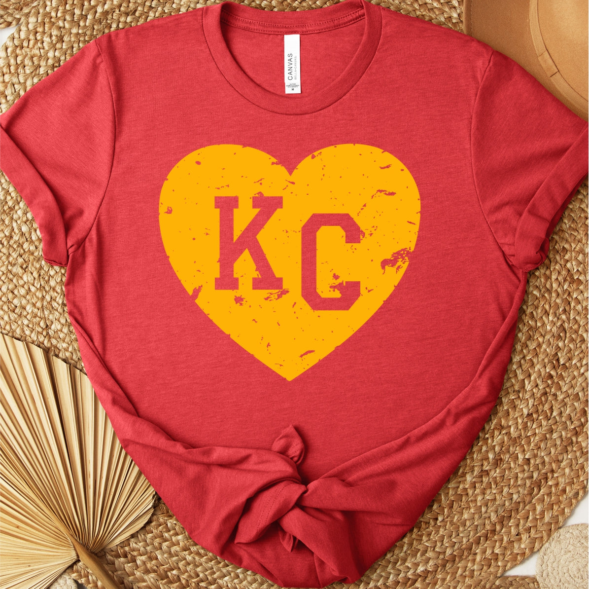 KC Yellow Heart on Red Tee