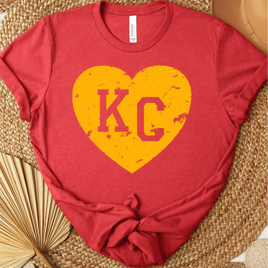 KC Yellow Heart on Red Tee