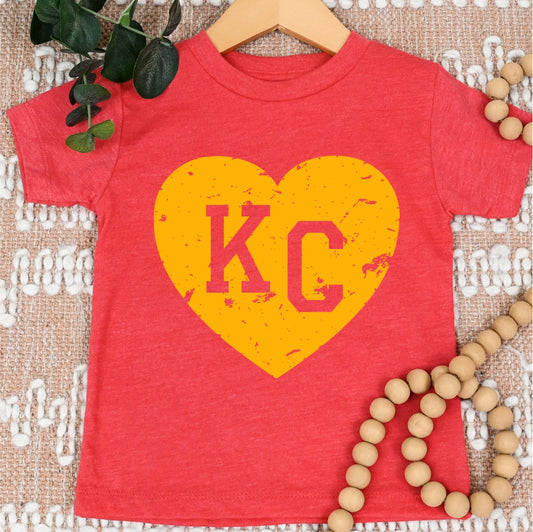 KC Yellow Heart on Red Toddler&Youth Tee