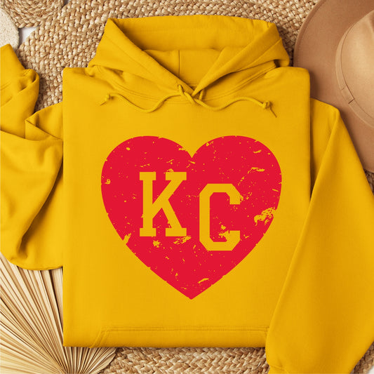 KC Red Heart on Gold Hoodie