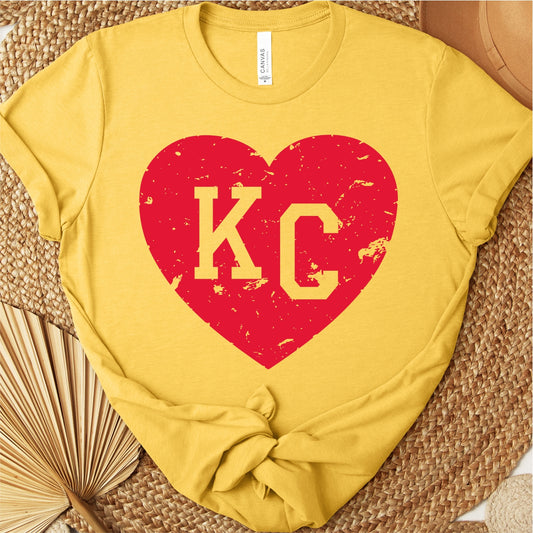 KC Red Heart on Yellow Tee