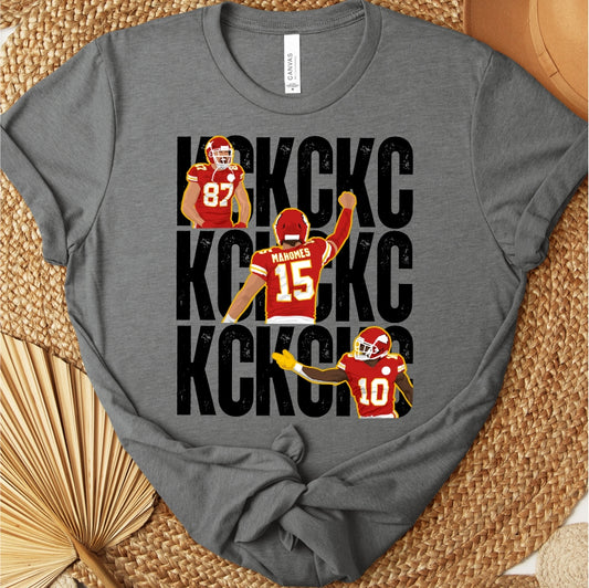 KC Kelce Mahomes Pacheco Grey Tee