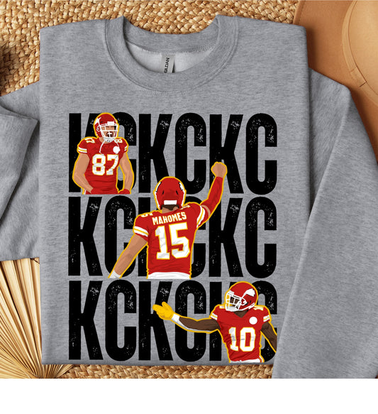 KC Kelce Mahomes Pacheco Grey Crew