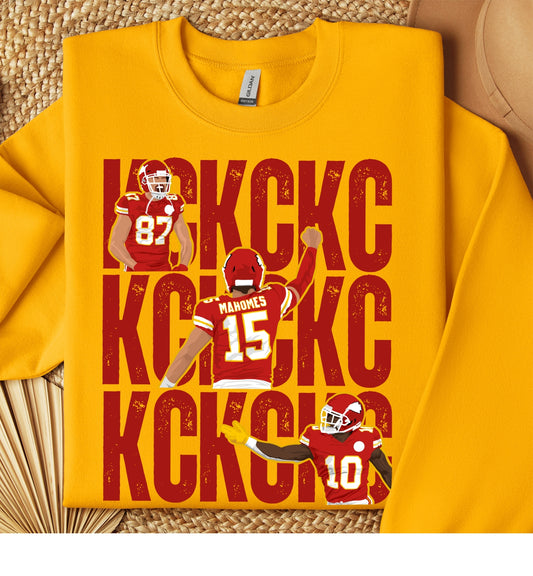 KC Kelce Mahomes Pacheco Yellow Crew