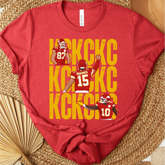 KC Kelce Mahomes Pacheco Red Tee