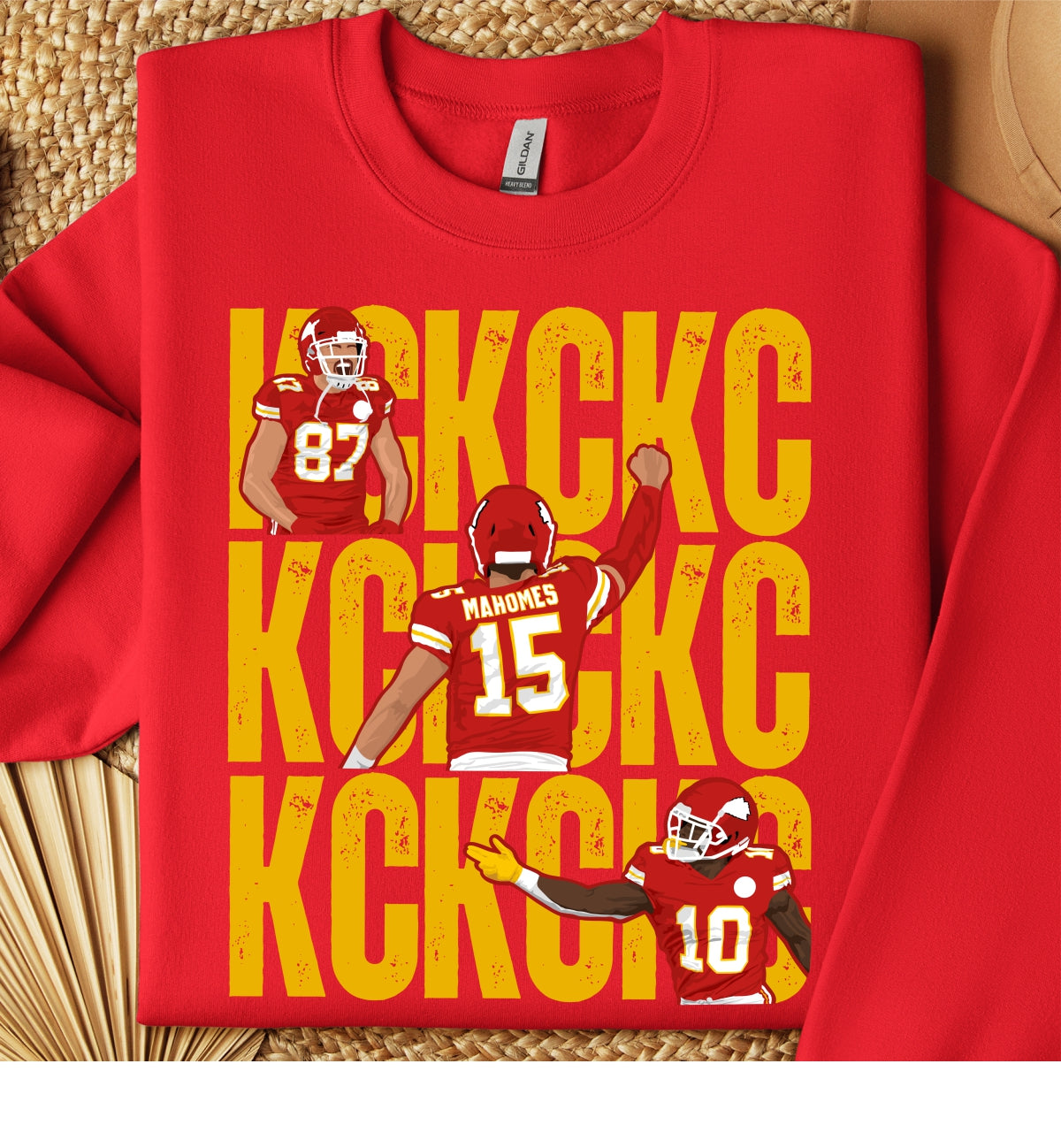 KC Kelce Mahomes Pacheco Red Crew