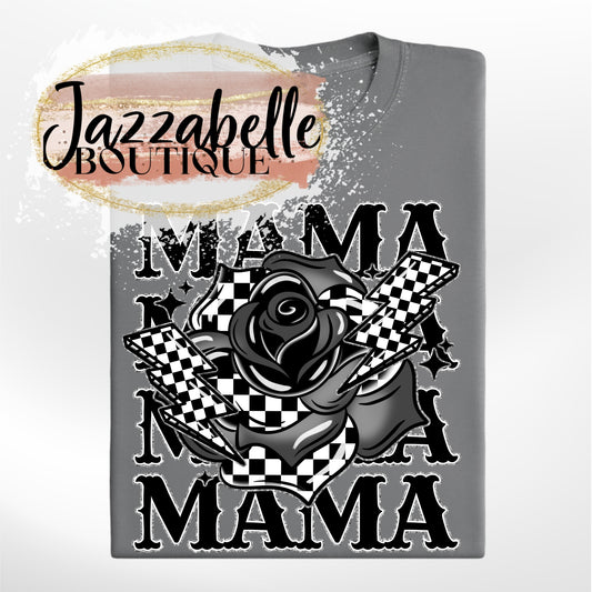 Monochrome Mama w/ Rose *Comfort Colors* Tee