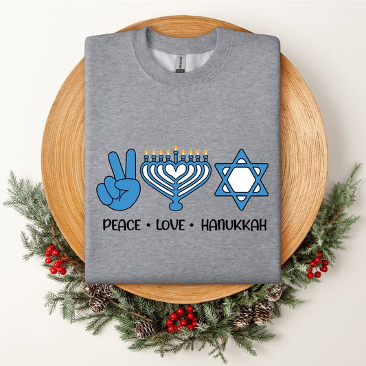 Peace Love Hanukkah Crewneck Sweatshirt