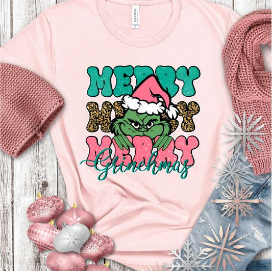 Merry Grinchmas Pink Tee