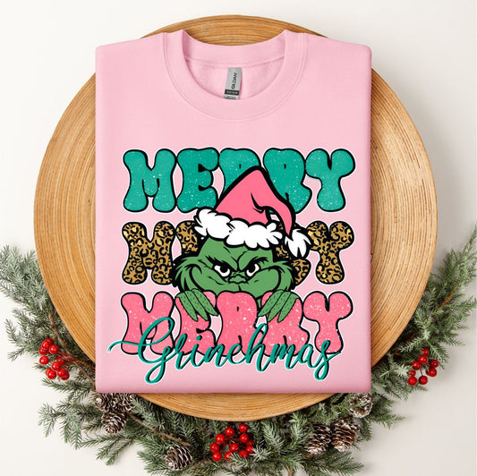 Merry Grinchmas Pink Crew