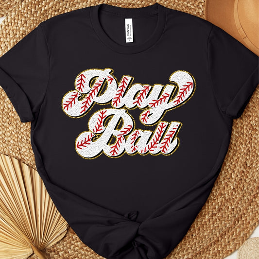 Play Ball Faux Chenille Patch Tee