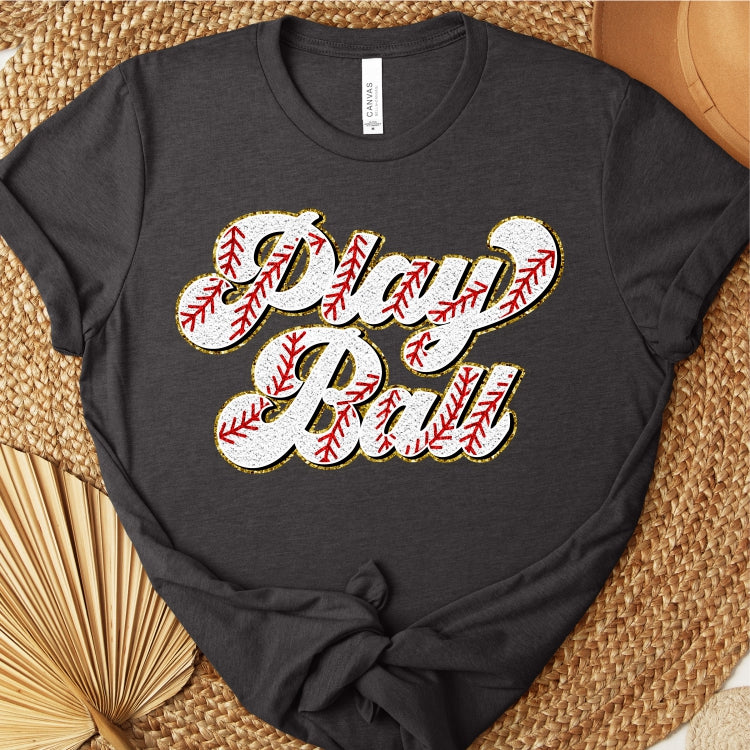 Play Ball Faux Chenille Patch Tee