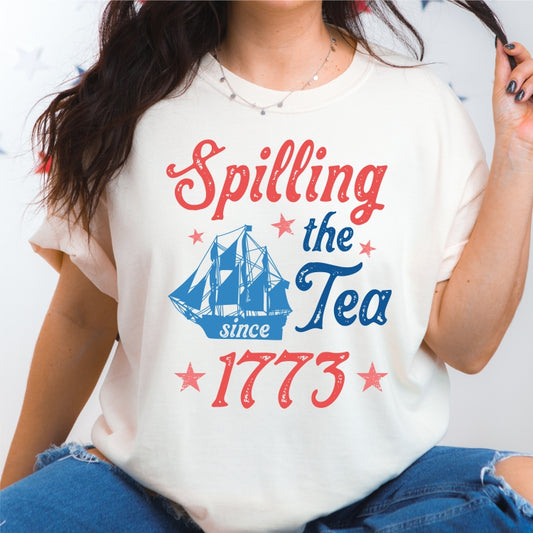 Spilling the Tea Tee (Red and Blue Design)