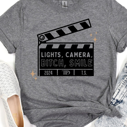 Lights Camera Bitch Smile Taylor Swift TTPD Tee