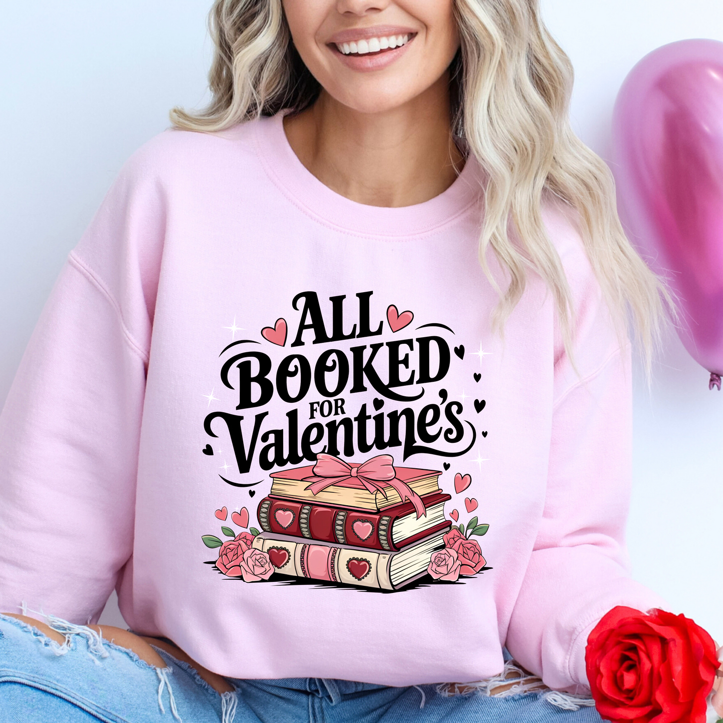 All Booked for Valentine's Crewneck Sweatshirt