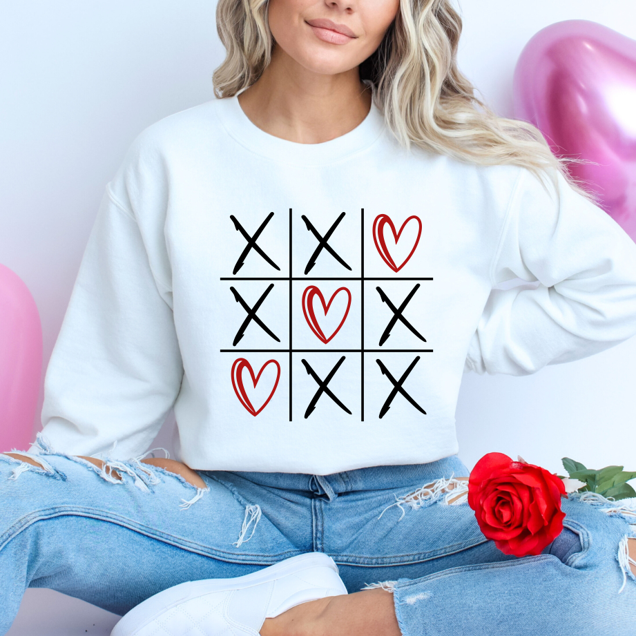 XOXO Tic Tac Toe Love&Hearts Sweatshirt **Family Sizing**