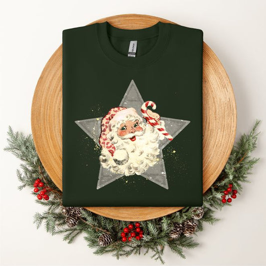 Vintage Santa with Star Crewneck