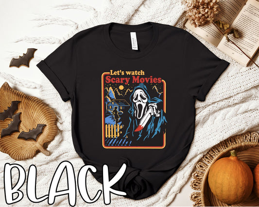 Let's Watch Scary Movies Retro Tee