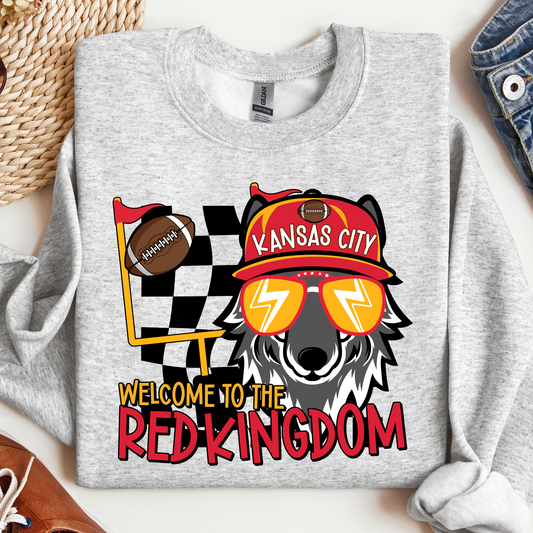 Welcome to the Red Kingdom KC Wolf Kansas City Chiefs Crewneck